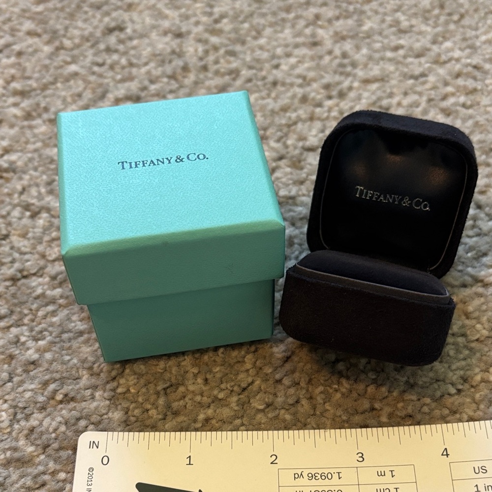 Tiffany & Co. Robin's Egg Blue Gift Box with Black Velvet Ring Case